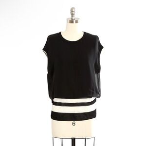 Vince Black silk white striped blouse tank top Sz. XS